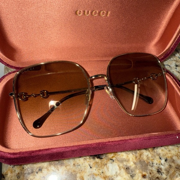 Gucci Gold Sunglasses for Women - Picture 1 of 6